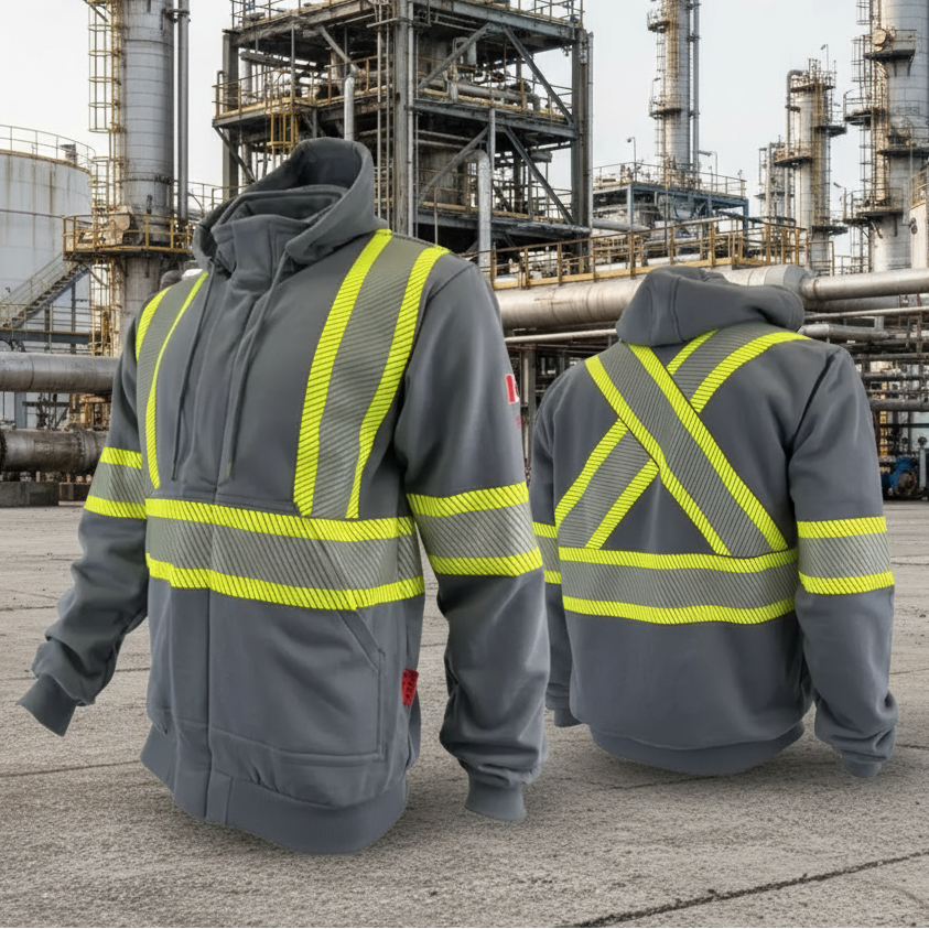 Atlas Gray Zip-up FR/AR Hoodies w/ Segmented 4†Stripes 402GR