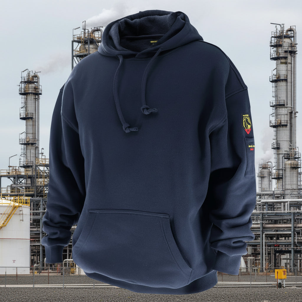 Black Stallion AR/FR Navy Pullover Hooded Sweatshirt JF1340-NV