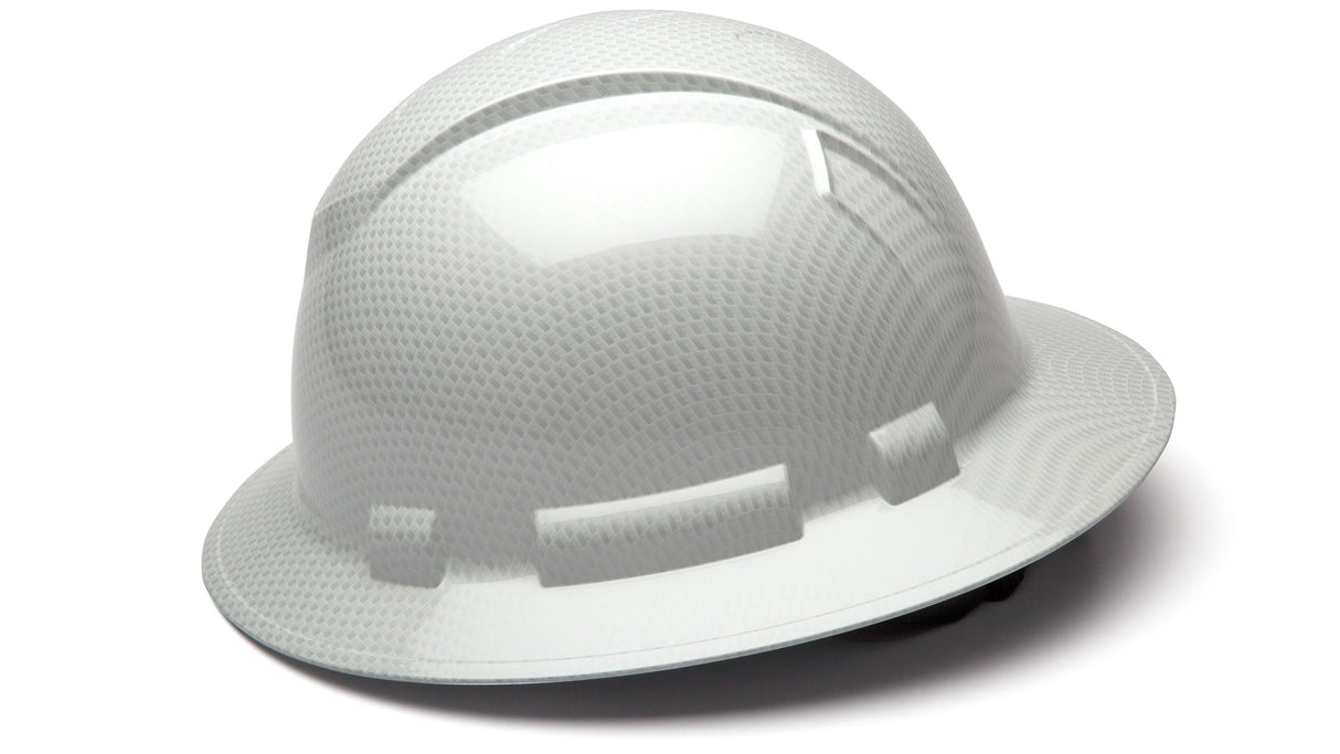 Pyramex Shiny White Ridgeline Full Brim Hard Hat HP54116S
