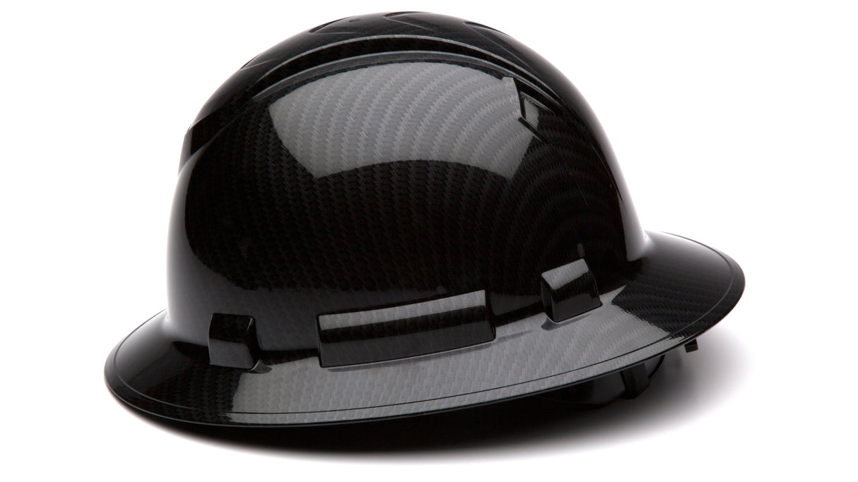 Pyramex Shiny Black Graphite Ridgeline Full Brim Hard Hat HP54117S