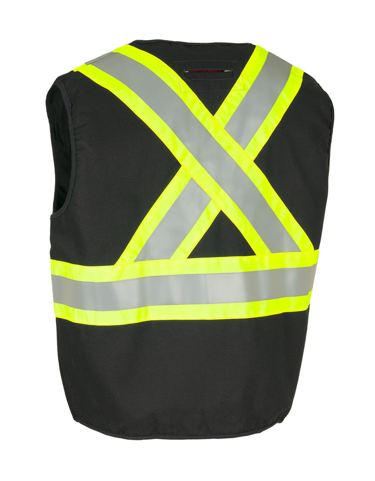 Forcefield FR Cotton Duck Black Hi Vis Safety Vest 022-TVFR158BK-