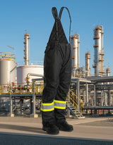 Men's Black Hi-Vis FR Ripstop Light Weight Bib Pants 024-FR235-LW-BK