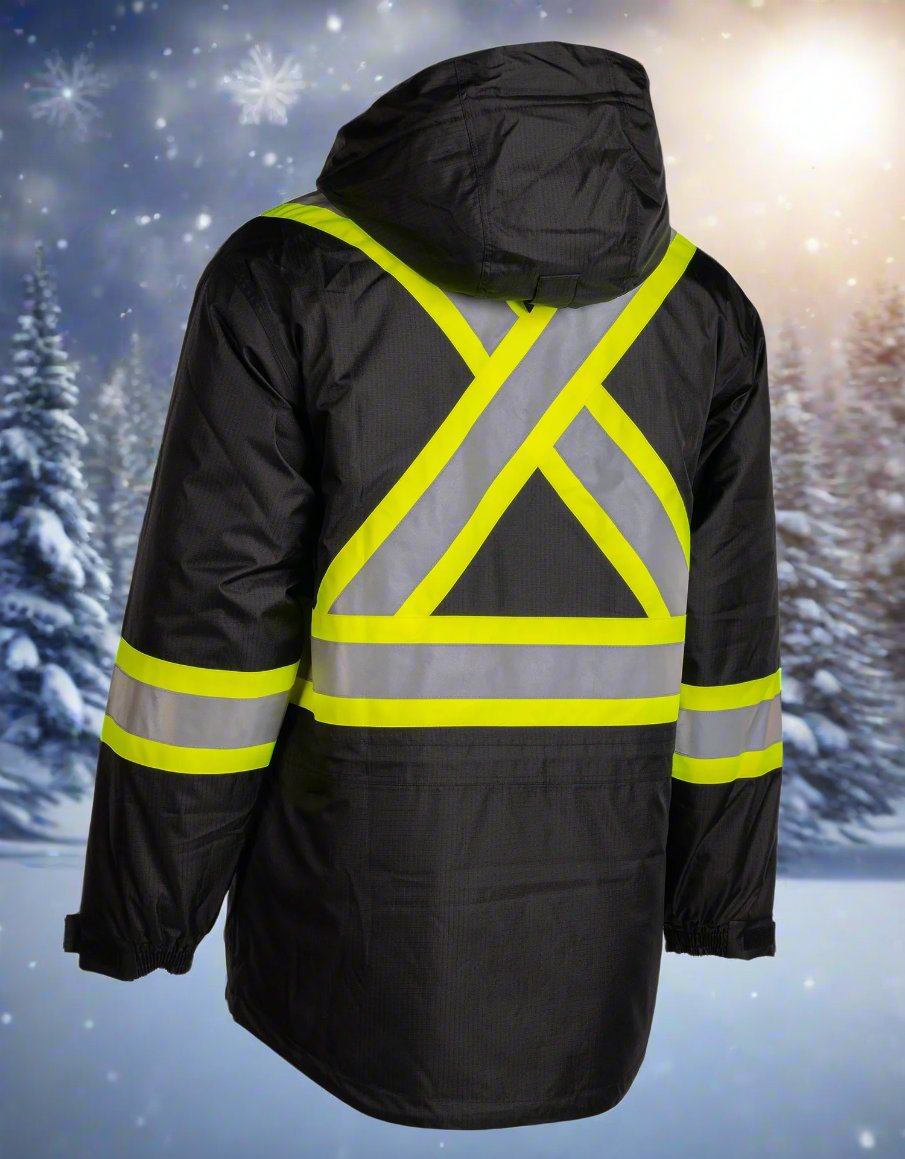 Men's Black Heavy Weight Hi-Vis -50 FR Ripstop Waterproof Jacket