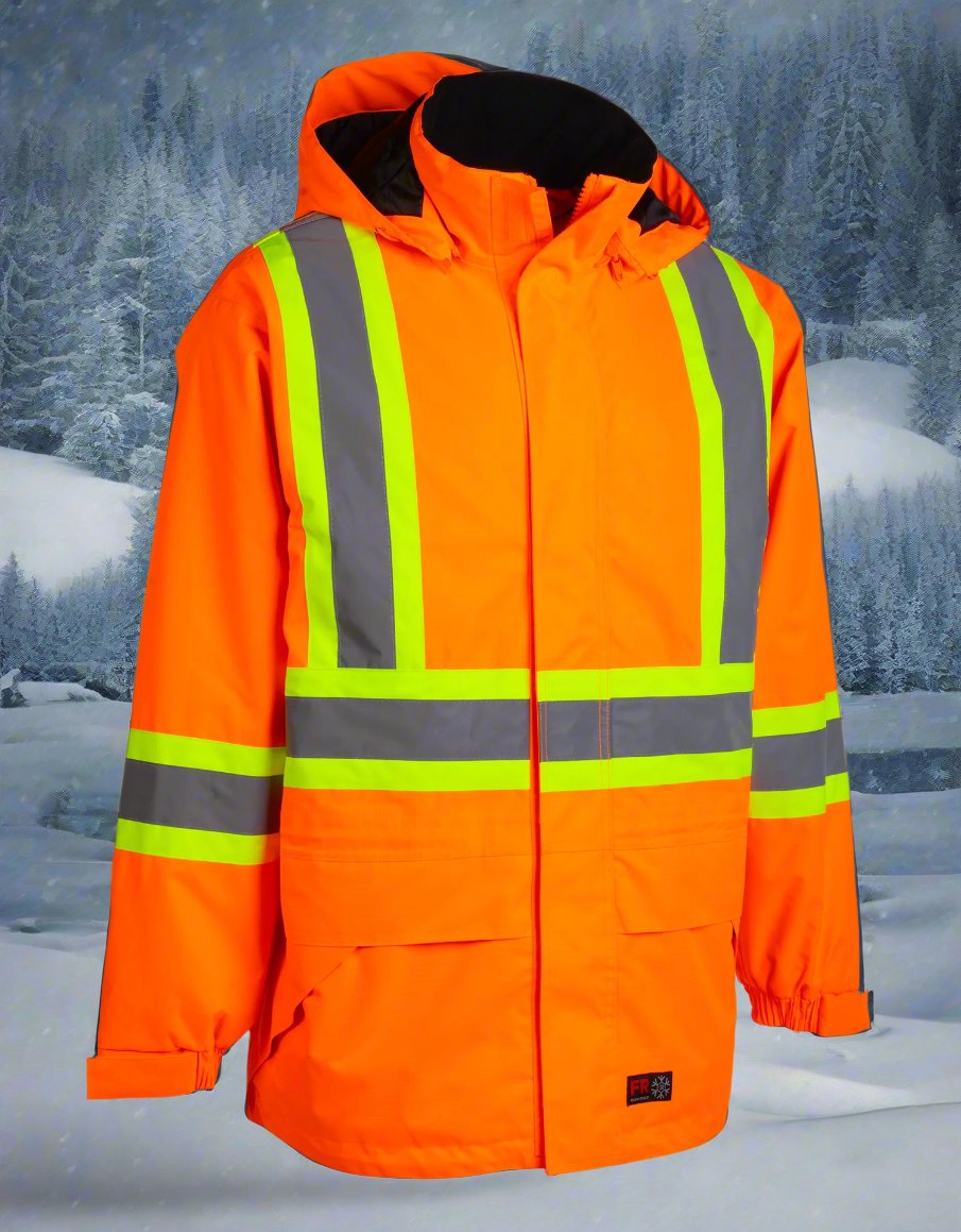 Men's Orange Hi-Vis Insulated -30 FR Ripstop Waterproof Jacket 024-FR705-MW-OR