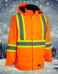 Thumbnail for Men's Orange Heavy Weight Hi-Vis -50 FR Ripstop Waterproof Jacket 024-FR705-MX-OR