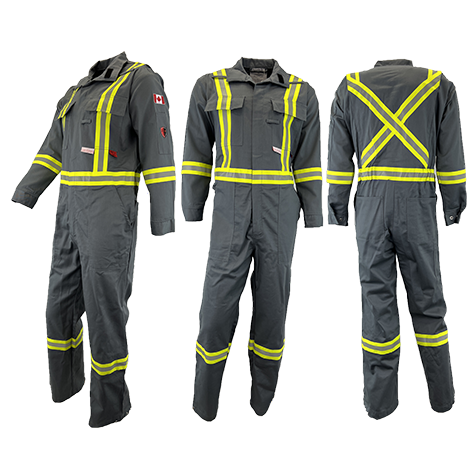 Atlas Guardian® FR / AR Premium Gray  Coveralls W/CSA Striping