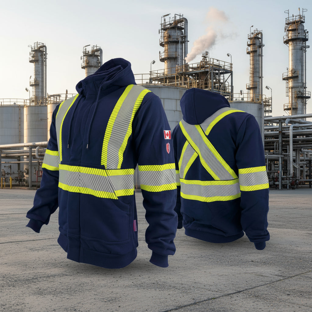 Atlas Navy Blue Zip-up FR/AR Hoodies w/ Segmented 4â€ Stripes 402NB