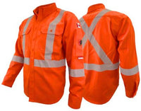 Thumbnail for RWW Orange FR Men's Long Sleeve Button-Up Shirt 2'' Silver Reflective Class 2