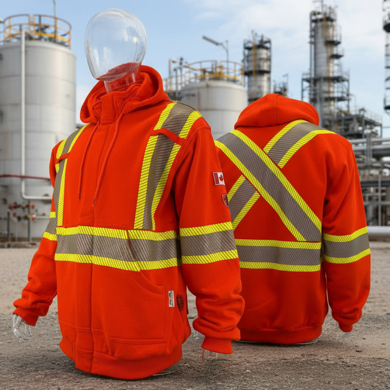 Atlas Orange Zip-up FR/AR Hoodies w/ Segmented 4â€ Stripes 402OR