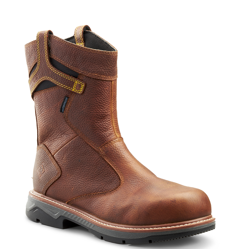 Men's Terra Brown Patton Wellington Waterproof Pull-On Work Boot 4TCBBN
