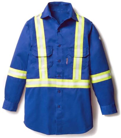 Rasco Royal Blue FR Hi-Vis Uniform Shirt w/ 2'' Striping FR1403RB