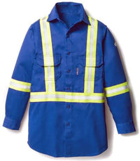 Thumbnail for Rasco Royal Blue FR Hi-Vis Uniform Shirt w/ 2'' Striping FR1403RB
