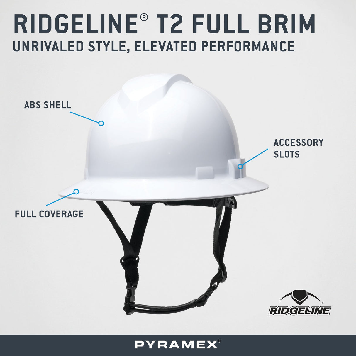 Pyramex Ridgeline White T2 Full Brim HPT256110