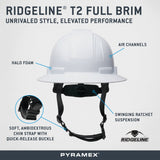 Pyramex Ridgeline White T2 Full Brim HPT256110