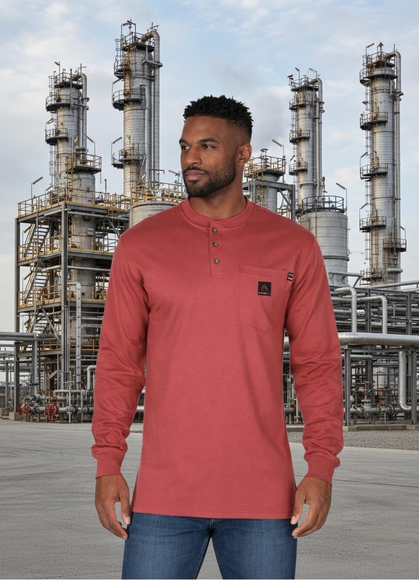 Forge FR Red Henley Shirt MFRHNLY-004-RED