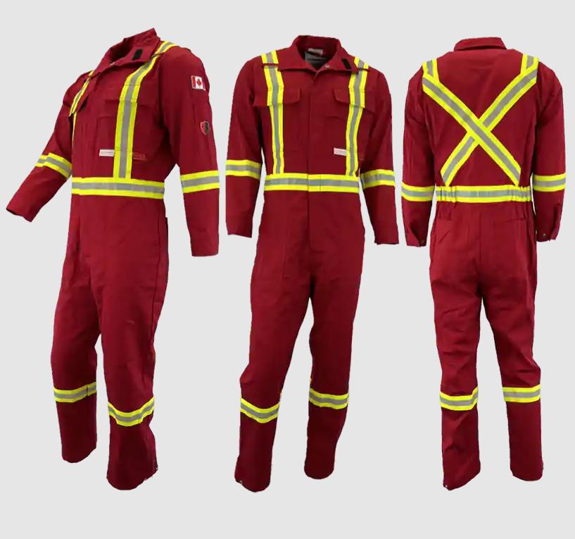 Red Premium Flame Resistant Coveralls w/CSA Striping