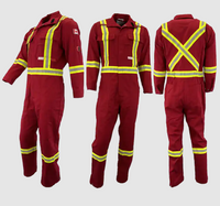 Thumbnail for Red Premium Flame Resistant Coveralls w/CSA Striping