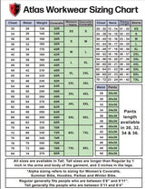 Atlas Workwear FR Size Chart