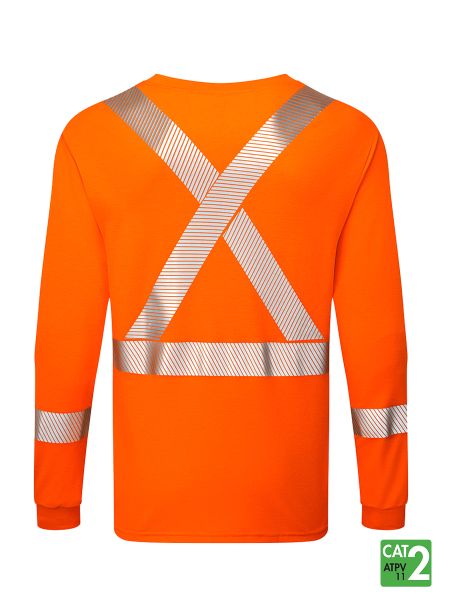 IFR Orange FR Front Line 6.9 oz Henley Segmented Striped Long Sleeve T-Shirt FSO662