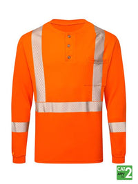 Thumbnail for IFR Orange FR Front Line 6.9 oz Henley Segmented Striped Long Sleeve T-Shirt FSO662