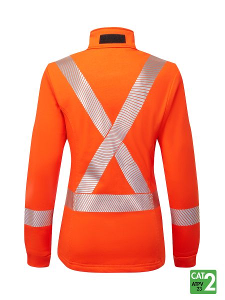 IFR Women's Orange FR Segmented Striped Fleece Full Zip Jacket OSO474