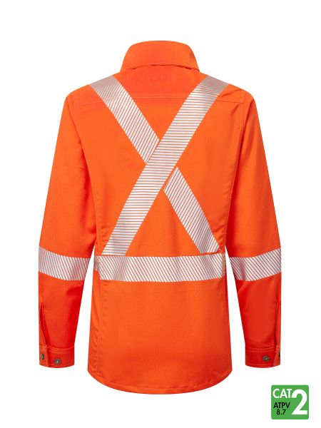 IFR Women's Orange FR Ultrasoft® 7 oz Deluxe Striped Work Shirt USO471