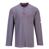 PORTWEST Gray Long Sleeve FR Henley T Shirt FR02