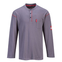 Thumbnail for PORTWEST Gray Long Sleeve FR Henley T Shirt