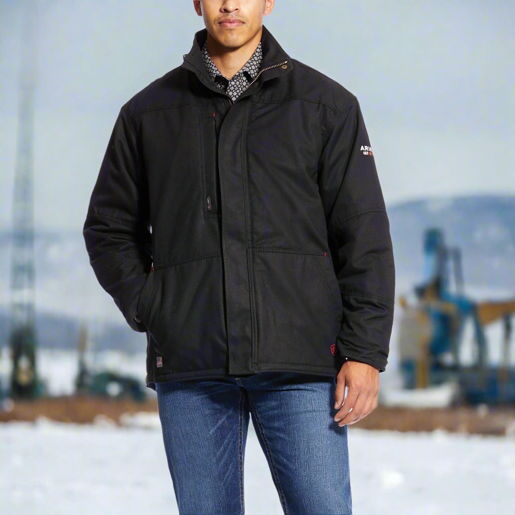 ジャケット・アウター PERFORATED INSULATION SHIRT size L Ariat FR Men's Black Workhorse Insulated Jacket 10024028