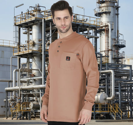 Forge FR Khaki Henley Shirt MFHNLY-004-KHAKI