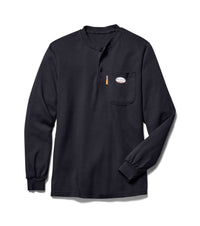 Thumbnail for Black Long Sleeve FR Henley T Shirt