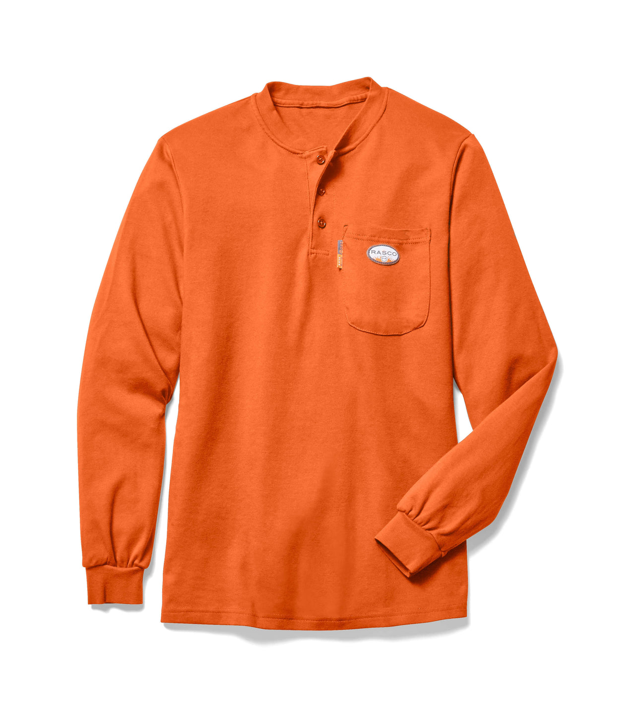 Orange Long Sleeve FR Henley T Shirt