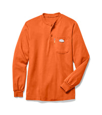 Thumbnail for Orange Long Sleeve FR Henley T Shirt