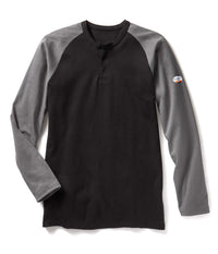Thumbnail for Gray-Black Long Sleeve FR Two-Tone Henley T Shirt