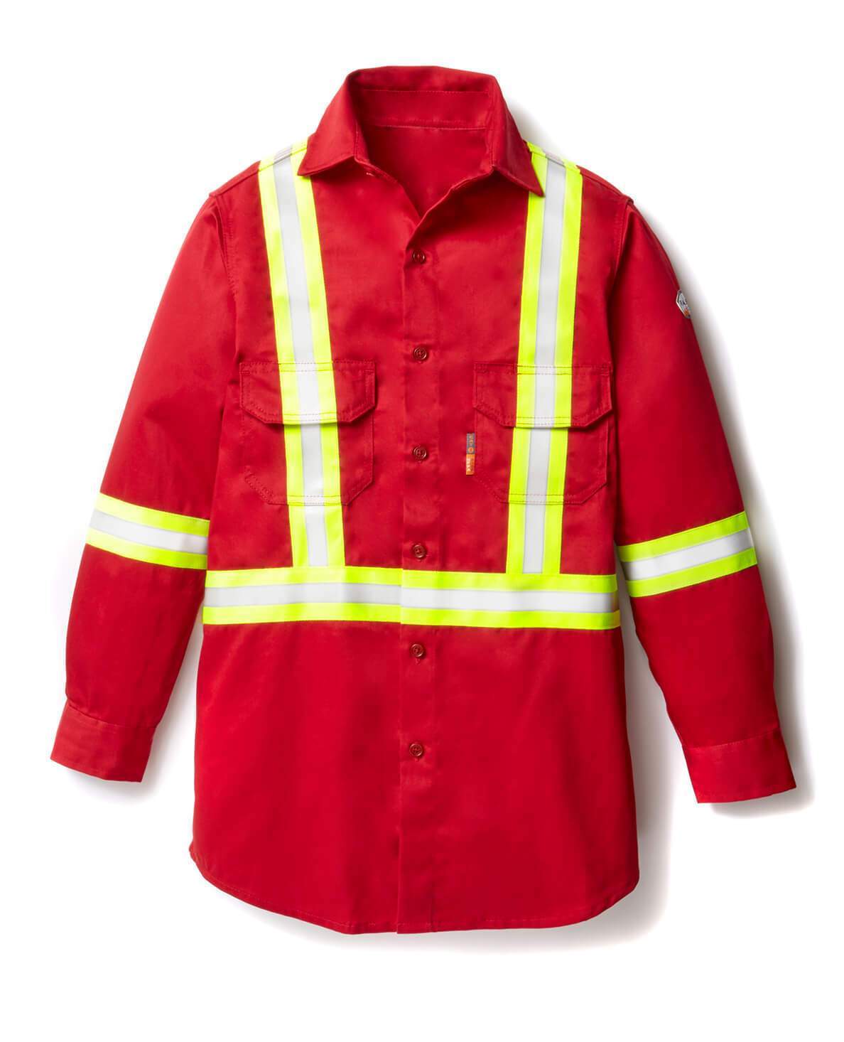 Red FR Uniform Shirt w/ 2'' CSA Reflective Tape