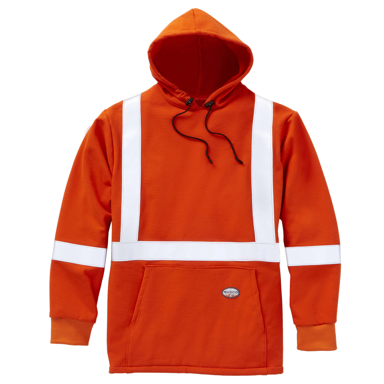 FR Hi Vis Orange Pullover Hooded Sweatshirt w/ 2'' CSA Silver