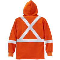 Thumbnail for FR Hi Vis Orange Pullover Hooded Sweatshirt w/ 2'' CSA Silver Reflective Tape