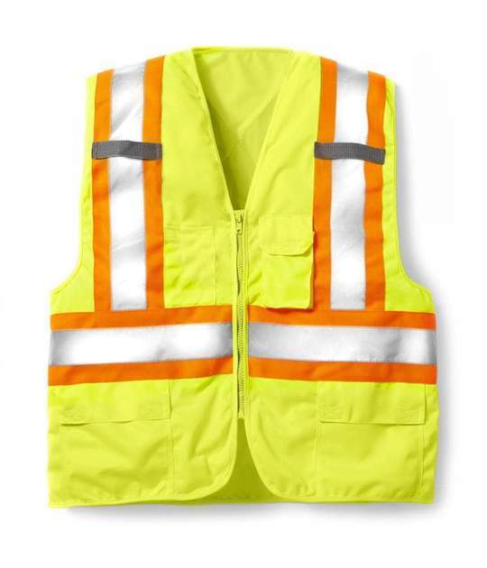 Hi Vis Zipper Front Safety Vest w/ 4" CSA Reflective Striping