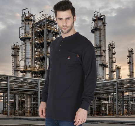 Forge FR Navy Blue Henley Shirt MFHNLY-004-NAVY