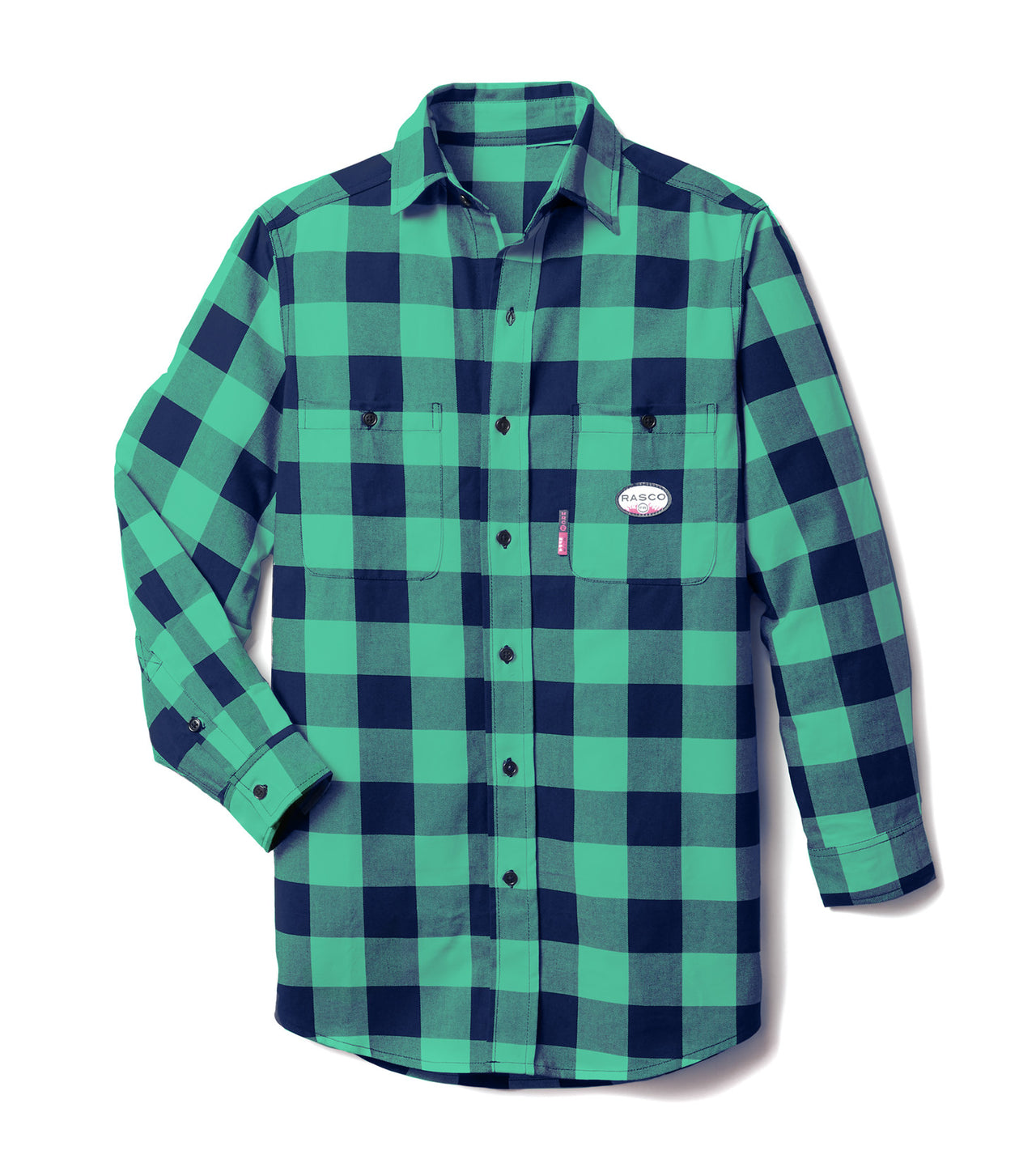 Navy & Green Long Sleeve FR Plaid Shirt