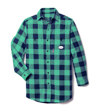 Thumbnail for Navy & Green Long Sleeve FR Plaid Shirt