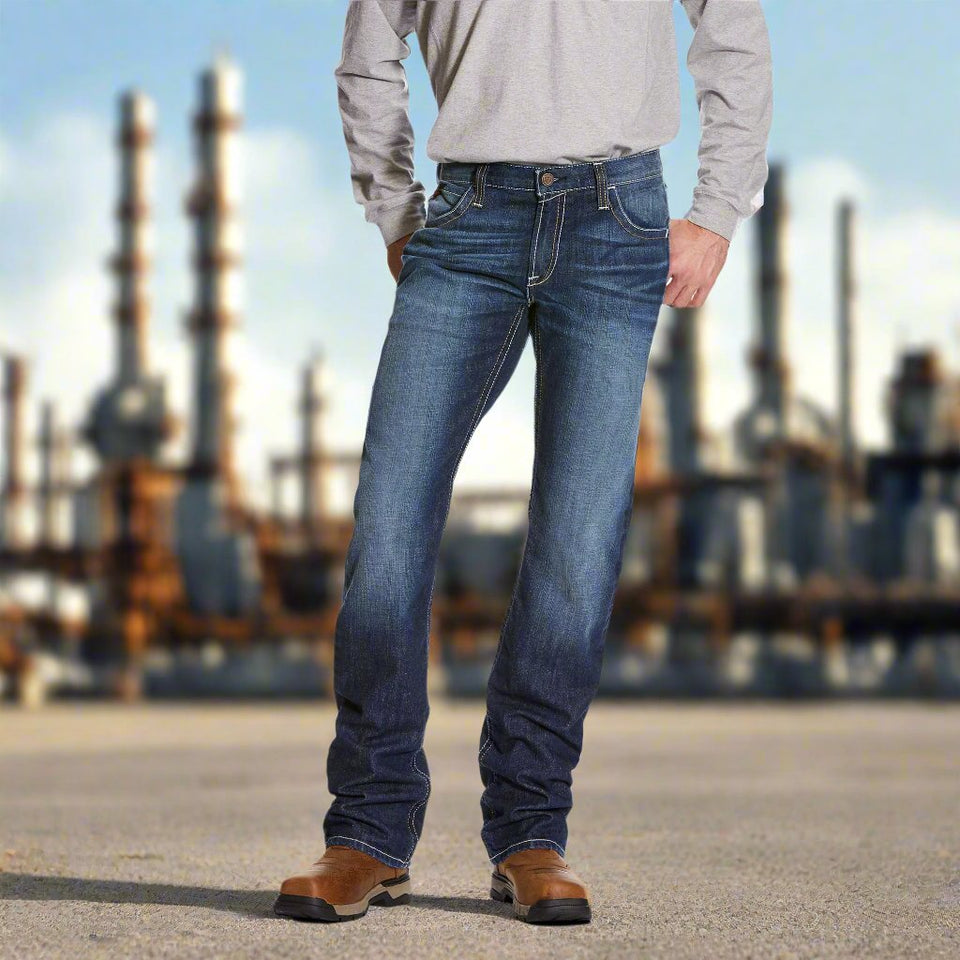 ARIAT Men's Flame Resistant M4 Boot Cut Jeans - CAT 2 Rated Work Jeans, Relaxed Fit