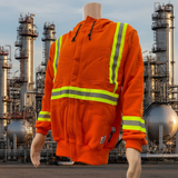 Refinery Work Wear FR Orange HI-VIS Zip Up Hoodie Sweatshirt