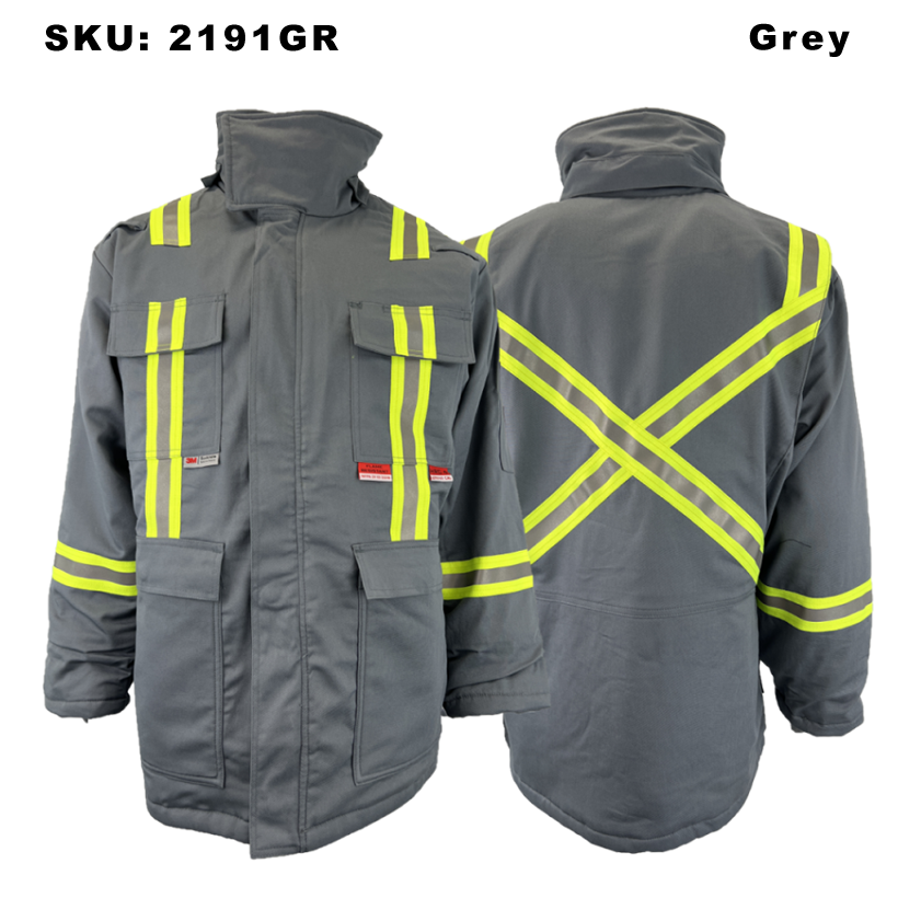 RWW Premium FR Grey Insulated Parkas w/ 2" CSA Striping