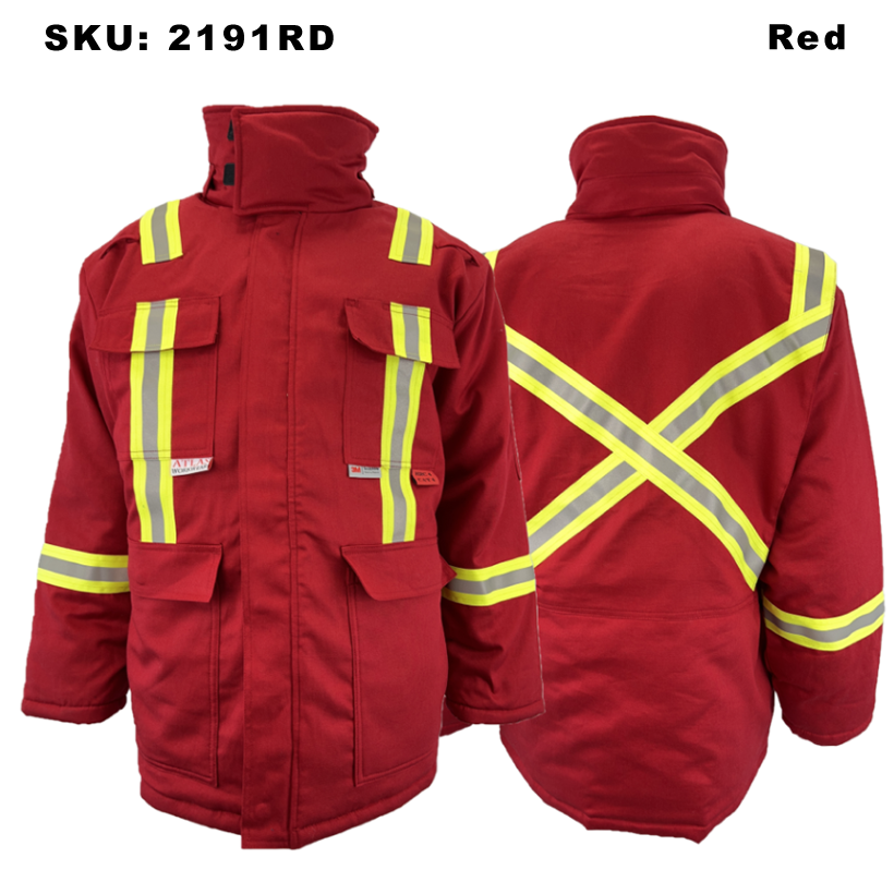 RWW Premium FR Red  Insulated Parkas w/ 2" CSA Striping